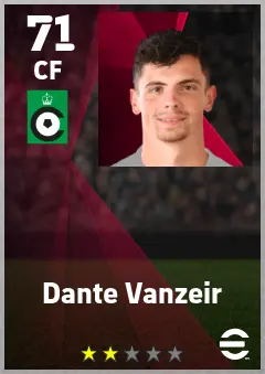 Dante Vanzeir eFootball 2026 player card — 71 OVR CF