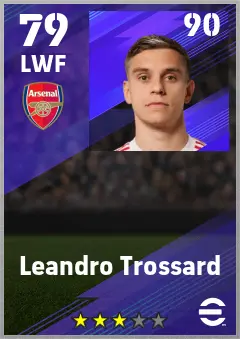 Leandro Trossard eFootball 2026 player card — 79 OVR LWF