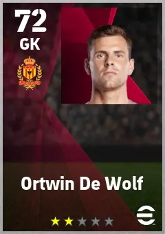 Ortwin De Wolf eFootball 2026 player card — 72 OVR GK
