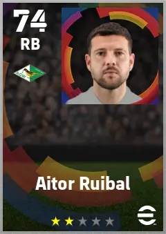 Aitor Ruibal eFootball 2026 player card — 74 OVR RB