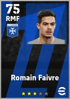 Romain Faivre eFootball 2026 player card — 75 OVR RMF