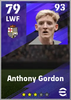 Anthony Gordon eFootball 2026 player card — 79 OVR LWF
