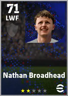 Nathan Broadhead eFootball 2026 player card — 71 OVR LWF