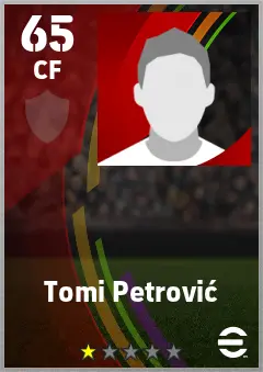 Tomi Petrovic eFootball 2026 player card — 65 OVR CF