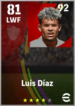 Luis Diaz eFootball 2026 player card — 81 OVR LWF