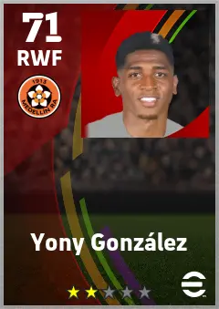 Yony Gonzalez eFootball 2026 player card — 71 OVR RWF