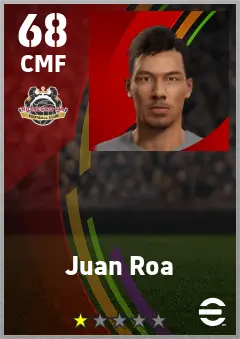 Juan Roa eFootball 2026 player card — 68 OVR CMF