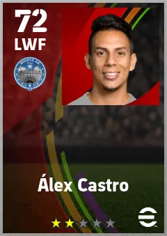 Alex Castro eFootball 2026 player card — 72 OVR LWF