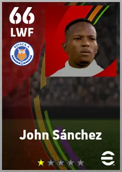 John Sanchez eFootball 2026 player card — 66 OVR LWF
