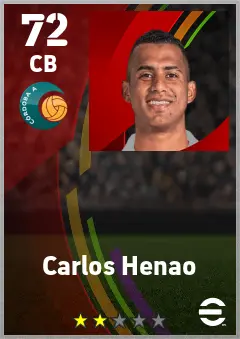 Carlos Henao eFootball 2026 player card — 72 OVR CB