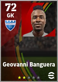 Geovanni Banguera eFootball 2026 player card — 72 OVR GK