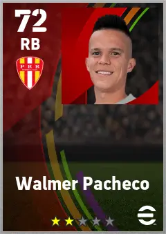 Walmer Pacheco eFootball 2026 player card — 72 OVR RB