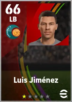 Luis Jimenez eFootball 2026 player card — 66 OVR LB