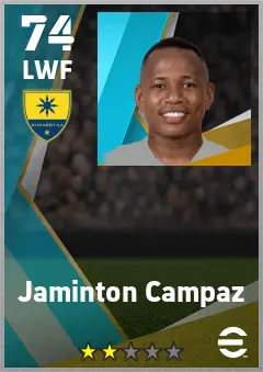 Jaminton Campaz eFootball 2026 player card — 74 OVR LWF