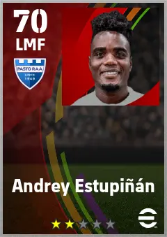 Andrey Estupinan eFootball 2026 player card — 70 OVR LMF