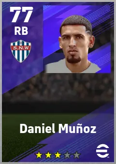 Daniel Munoz eFootball 2026 player card — 77 OVR RB