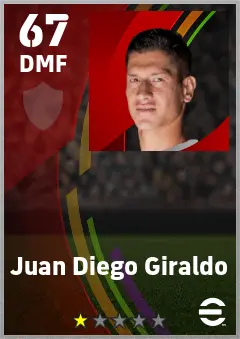 Juan Diego Giraldo eFootball 2026 player card — 67 OVR DMF