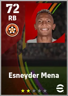 Esneyder Mena eFootball 2026 player card — 72 OVR RB