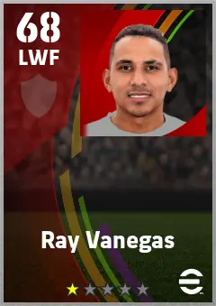 Ray Vanegas eFootball 2026 player card — 68 OVR LWF