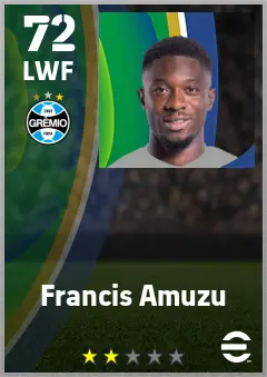 Francis Amuzu eFootball 2026 player card — 72 OVR LWF