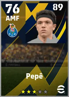 Pepe eFootball 2026 player card — 76 OVR AMF