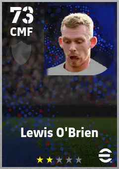 Lewis O Brien eFootball 2026 player card — 73 OVR CMF