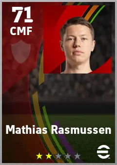 Mathias Rasmussen eFootball 2026 player card — 71 OVR CMF