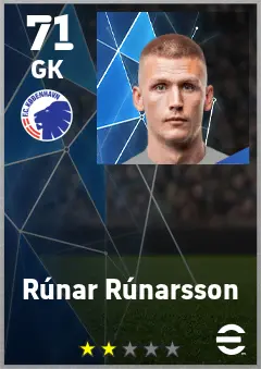 Runar Runarsson eFootball 2026 player card — 71 OVR GK