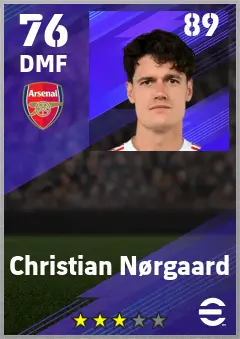 Christian Norgaard eFootball 2026 player card — 76 OVR DMF