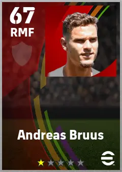 Andreas Bruus eFootball 2026 player card — 67 OVR RMF