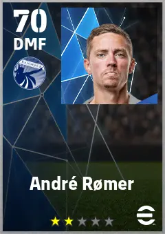 Andre Romer eFootball 2026 player card — 70 OVR DMF