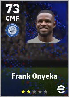 Frank Onyeka eFootball 2026 player card — 73 OVR CMF