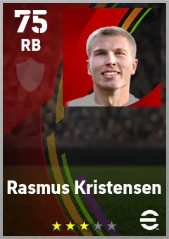 Rasmus Kristensen eFootball 2026 player card — 75 OVR RB