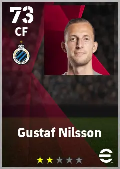 Gustaf Nilsson eFootball 2026 player card — 73 OVR CF