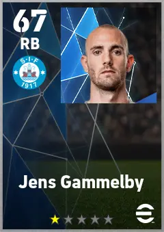 Jens Gammelby eFootball 2026 player card — 67 OVR RB
