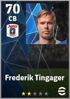 Frederik Tingager eFootball 2026 player card — 70 OVR CB