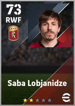 Saba Lobjanidze eFootball 2026 player card — 73 OVR RWF