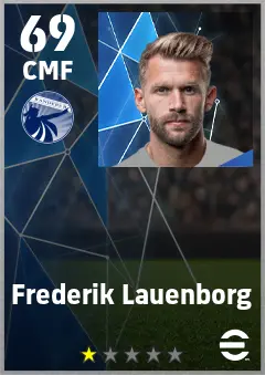 Frederik Lauenborg eFootball 2026 player card — 69 OVR CMF