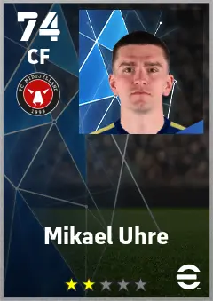 Mikael Uhre eFootball 2026 player card — 74 OVR CF
