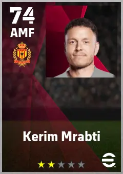 Kerim Mrabti eFootball 2026 player card — 74 OVR AMF