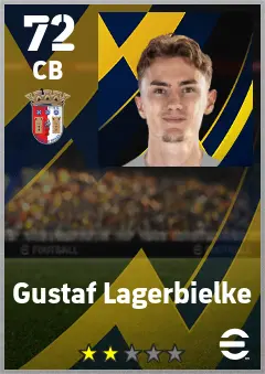 Gustaf Lagerbielke eFootball 2026 player card — 72 OVR CB