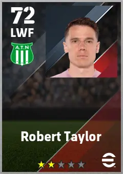 Robert Taylor eFootball 2026 player card — 72 OVR LWF