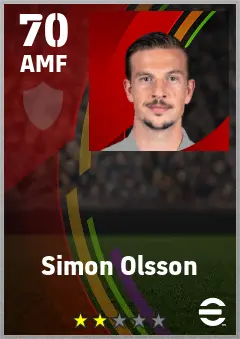 Simon Olsson eFootball 2026 player card — 70 OVR AMF