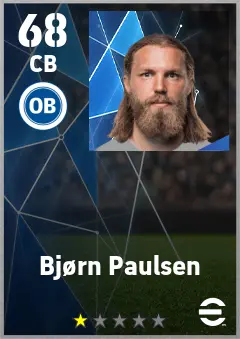 Bjorn Paulsen eFootball 2026 player card — 68 OVR CB