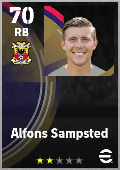 Alfons Sampsted eFootball 2026 player card — 70 OVR RB