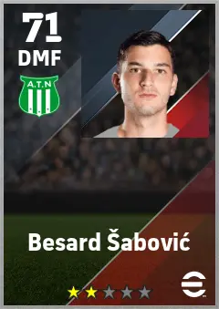 Besard Sabovic eFootball 2026 player card — 71 OVR DMF