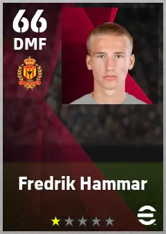 Fredrik Hammar eFootball 2026 player card — 66 OVR DMF