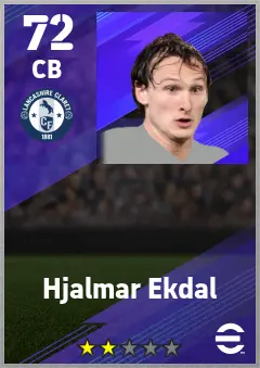Hjalmar Ekdal eFootball 2026 player card — 72 OVR CB
