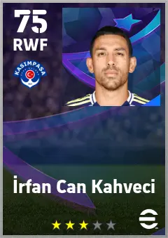 Irfan Can Kahveci eFootball 2026 player card — 75 OVR RWF