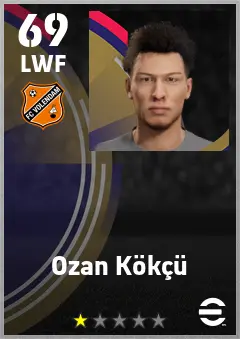 Ozan Kokcu eFootball 2026 player card — 69 OVR LWF